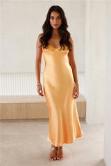 Filled with Passion Satin Maxi Dress Peach