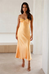 Filled with Passion Satin Maxi Dress Peach