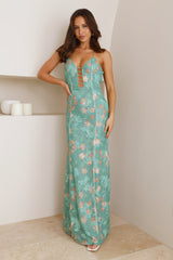 Green Oasis Halter Maxi Dress Green