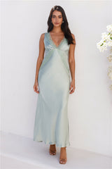 Grandeur Satin Maxi Dress Sage