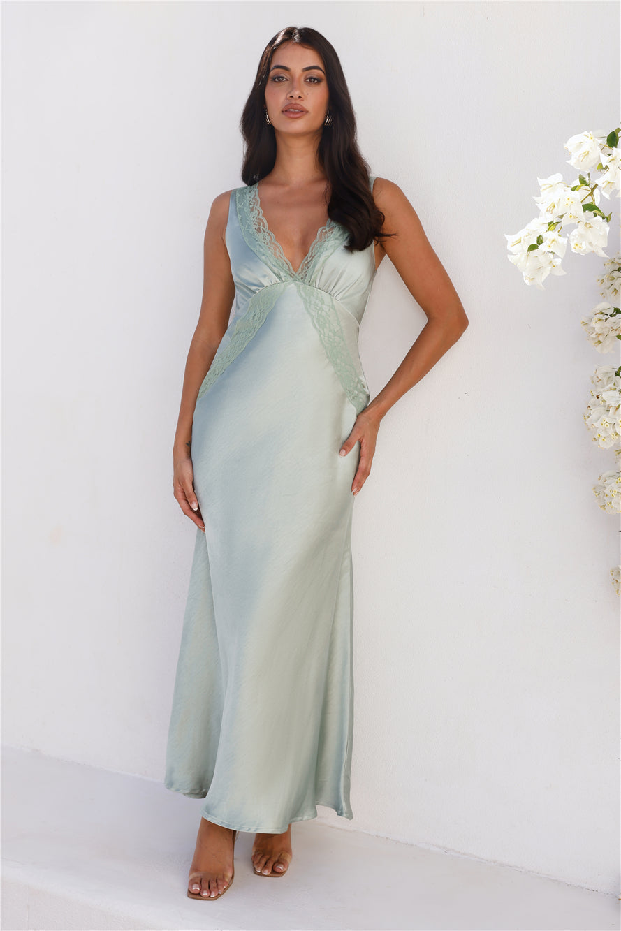 Grandeur Satin Maxi Dress Sage