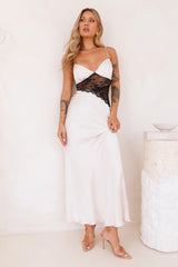 Getaway Events Satin Lace Maxi Dress Champagne