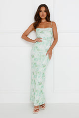 Musical Delight Mesh Maxi Dress Green