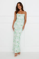 Musical Delight Mesh Maxi Dress Green