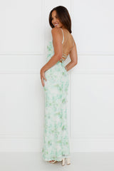 Musical Delight Mesh Maxi Dress Green