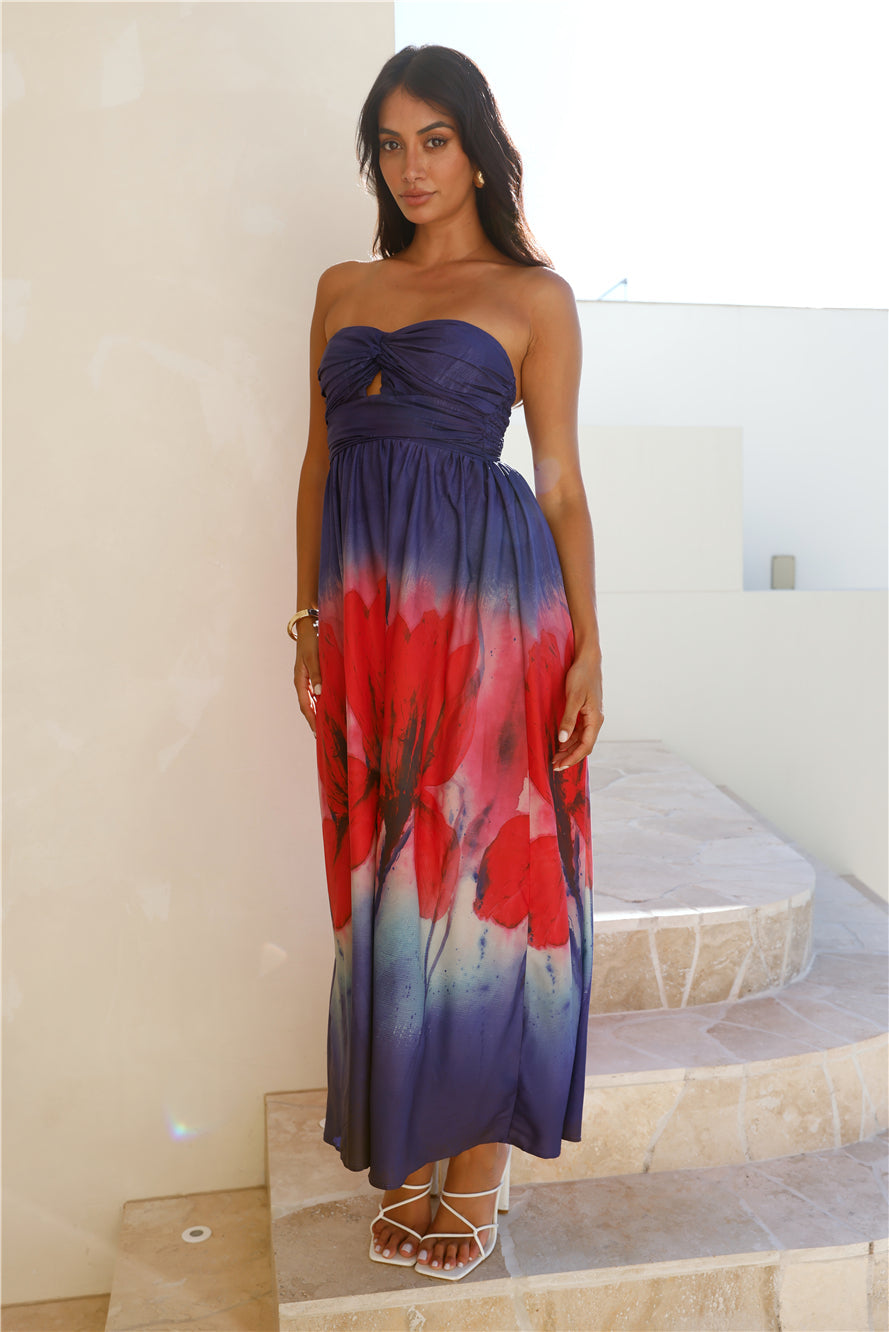 Night Fantasy Strapless Maxi Dress Purple