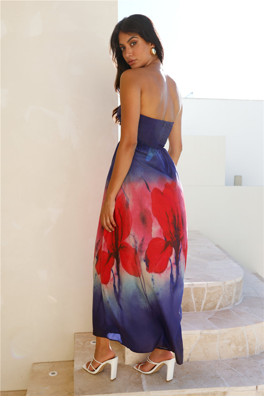 Night Fantasy Strapless Maxi Dress Purple