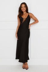 Hideaway Place Satin Maxi Dress Black