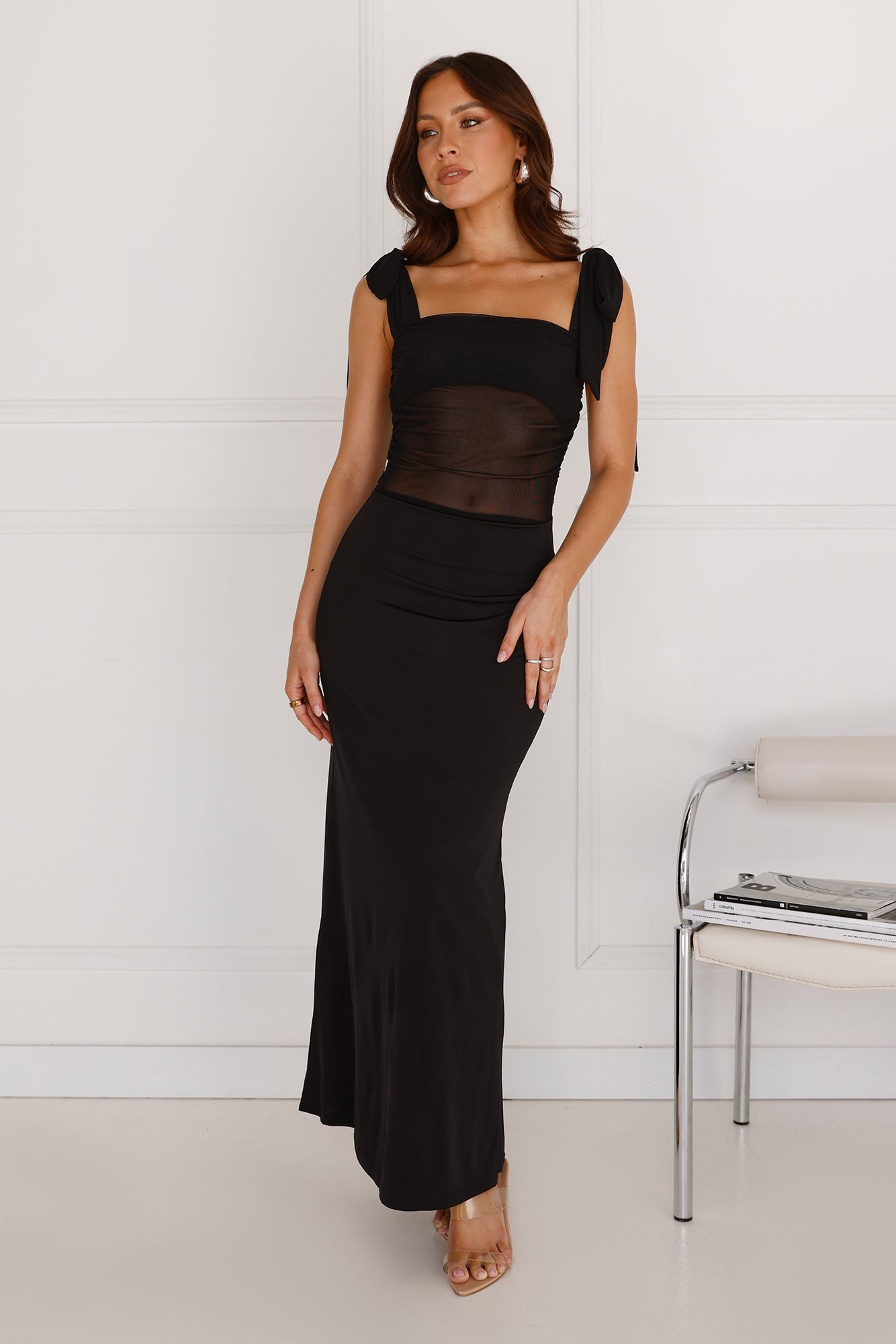 Illuminating Love Mesh Maxi Dress Black