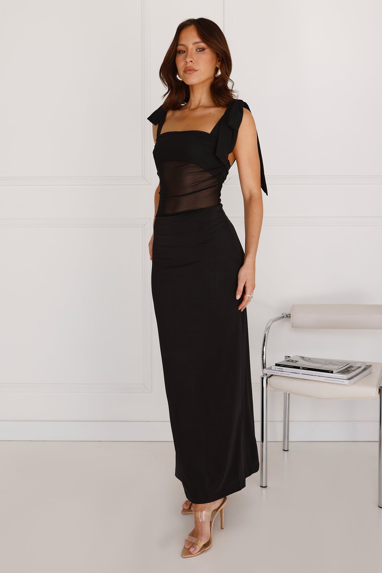 Illuminating Love Mesh Maxi Dress Black