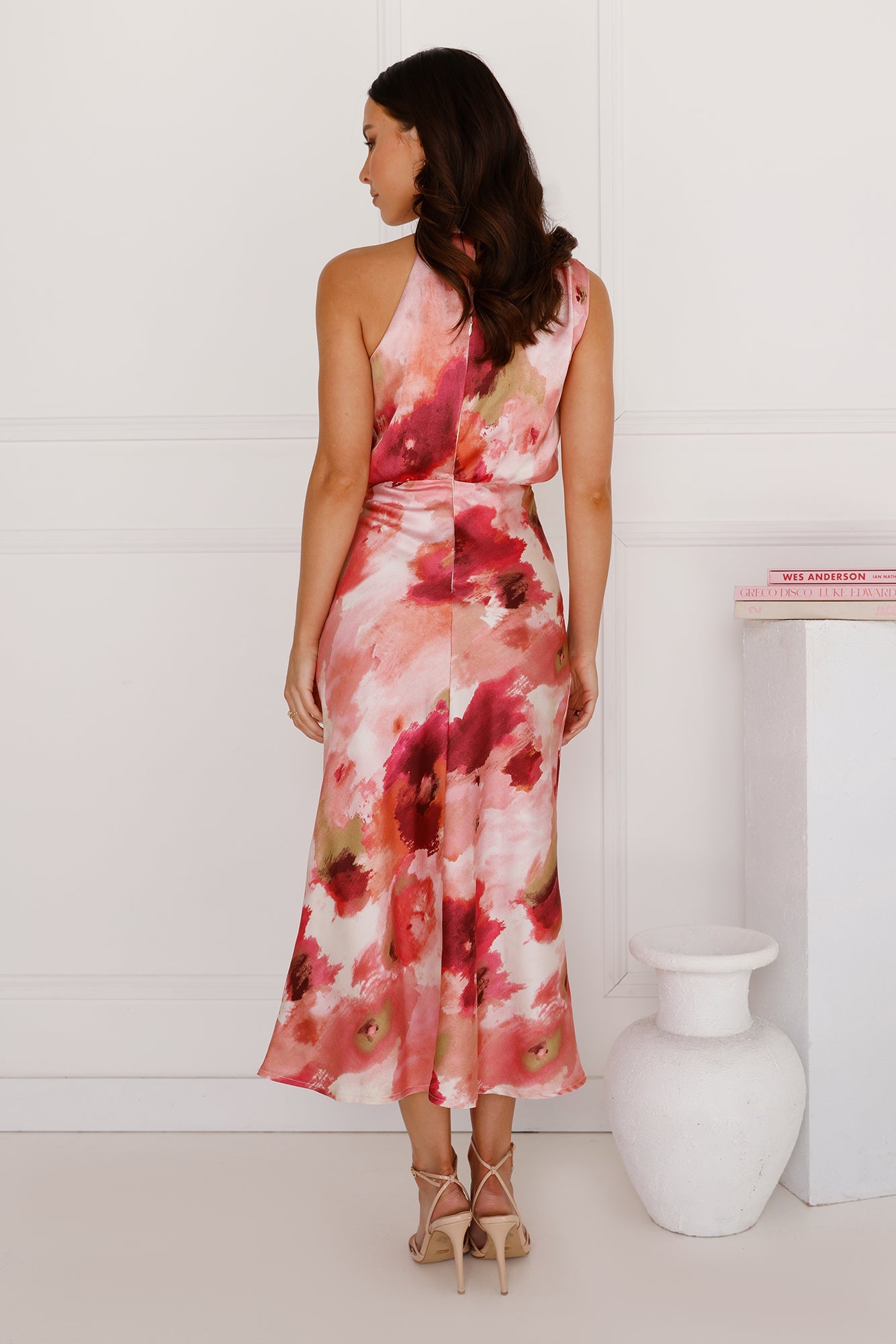 Blossom Trails Satin Maxi Dress Pink