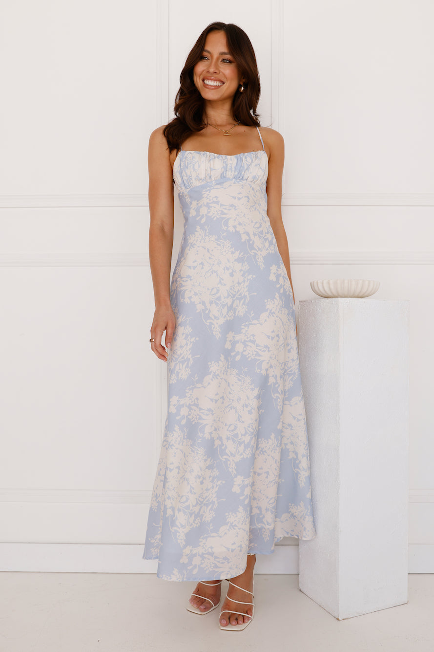 Luxurious High Tea Maxi Dress Blue