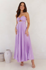 Frosted Berry Strapless Pleated Maxi Dress Lilac