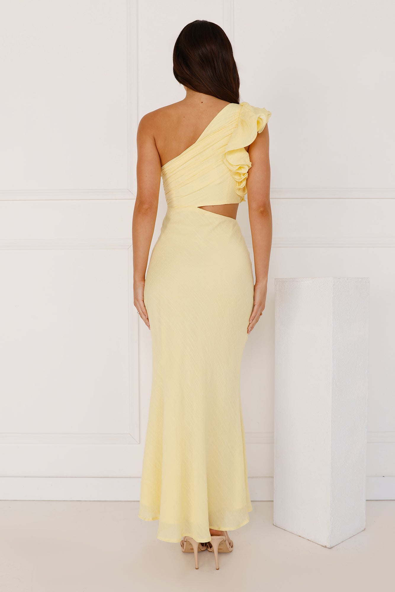 In These Moments One Shoulder Maxi Dress Yellow