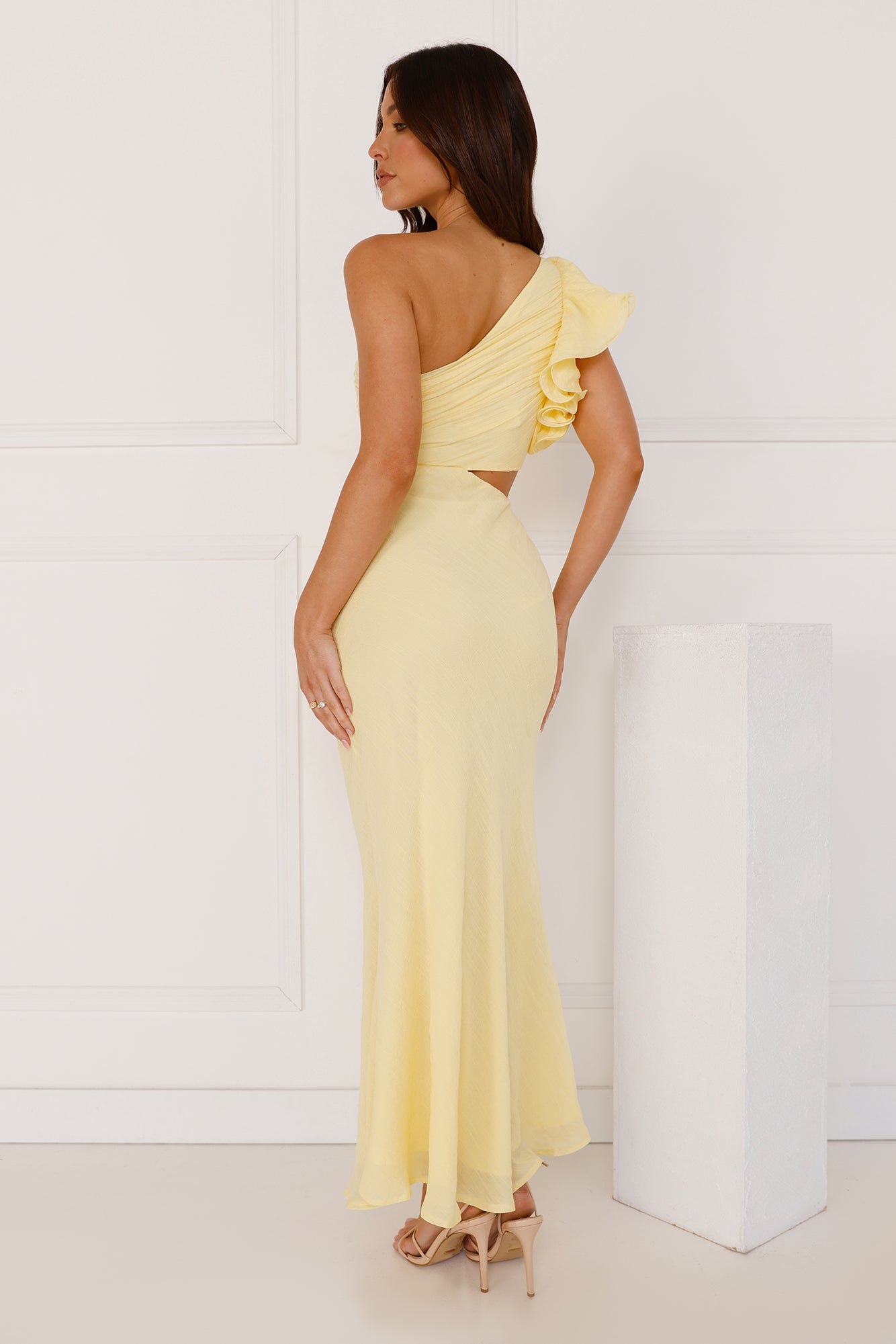 In These Moments One Shoulder Maxi Dress Yellow