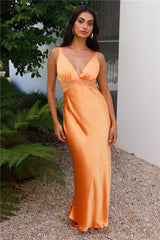 Best Thing Satin Maxi Dress Orange