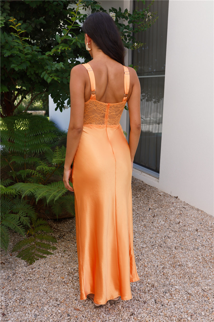 Best Thing Satin Maxi Dress Orange