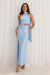 Francesca Satin Midi Dress Blue