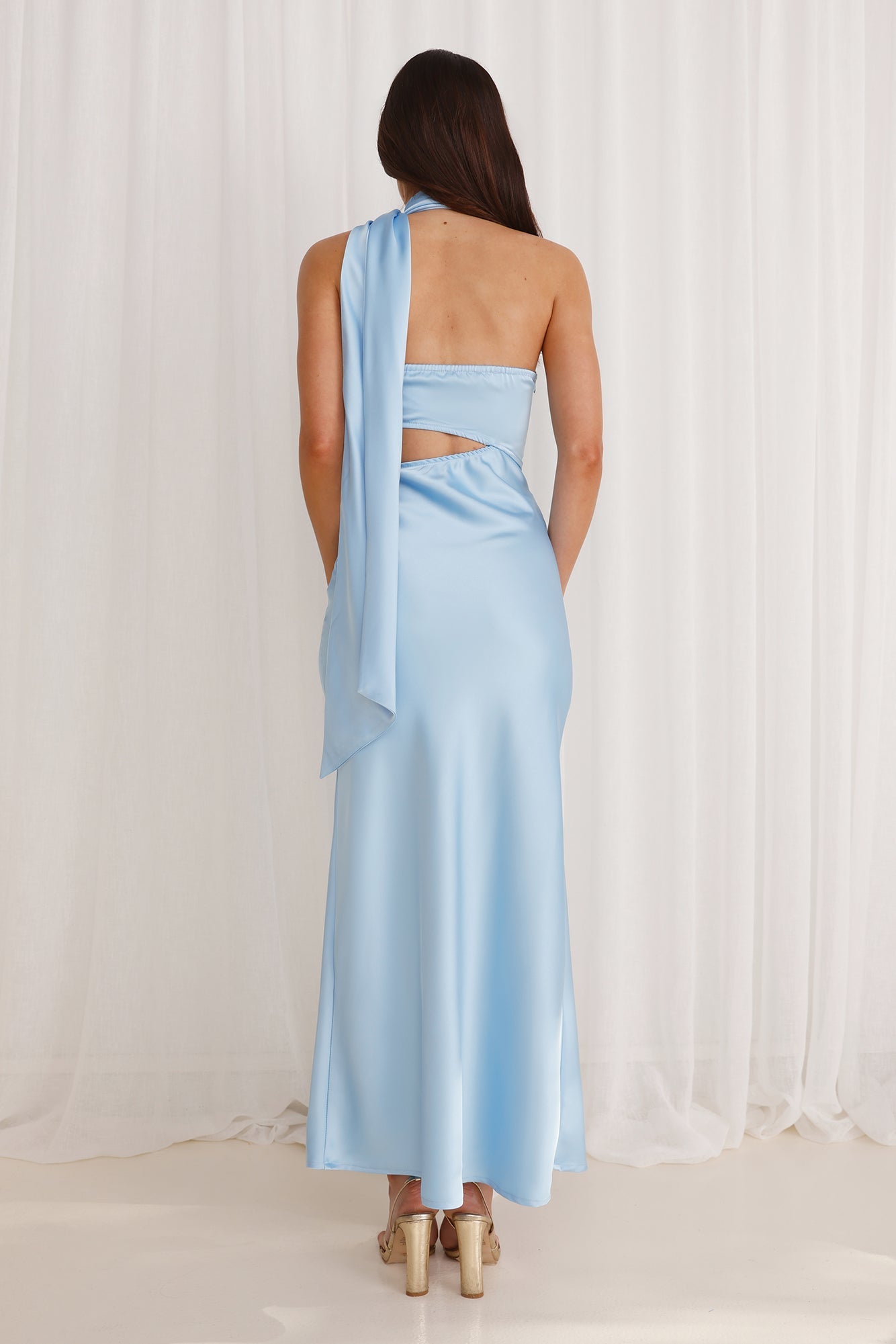 Francesca Satin Midi Dress Blue