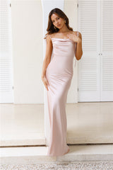 DEAR EMILIA Opulent Events Satin Maxi Dress Champagne