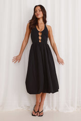 Beachside Haven Halter Midi Dress Black