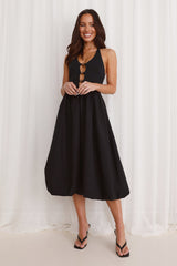 Beachside Haven Halter Midi Dress Black