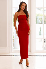 Honest Thoughts Strapless Maxi Dress Burgundy