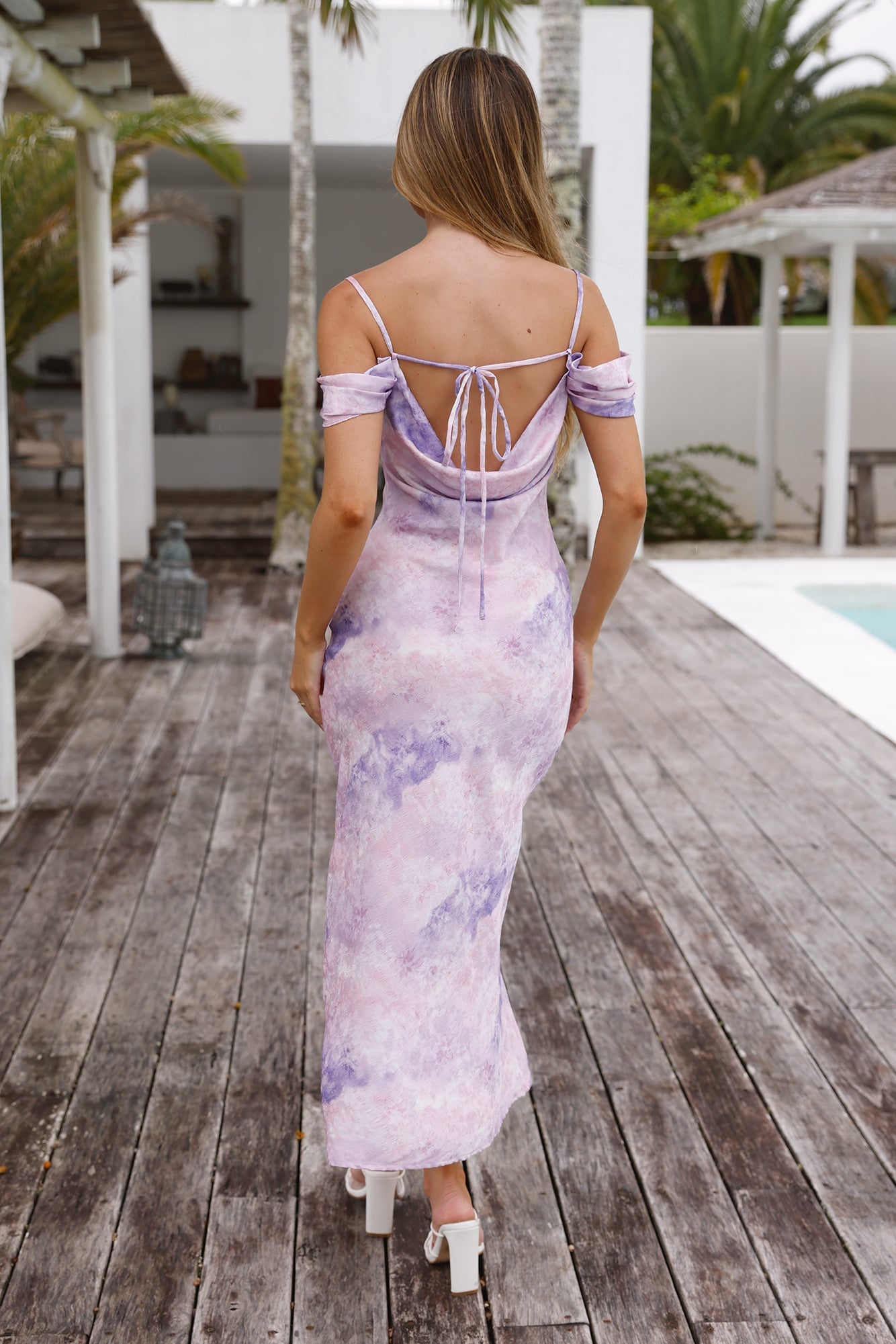 For The Diary Off Shoulder Maxi Dress Purple