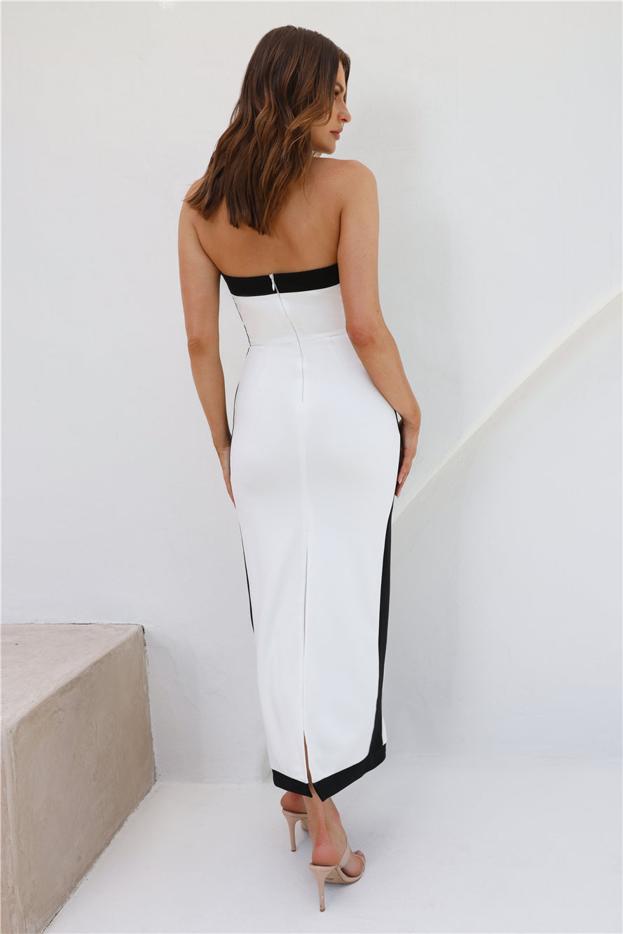 As Sleek As Ever Strapless Maxi Dress White