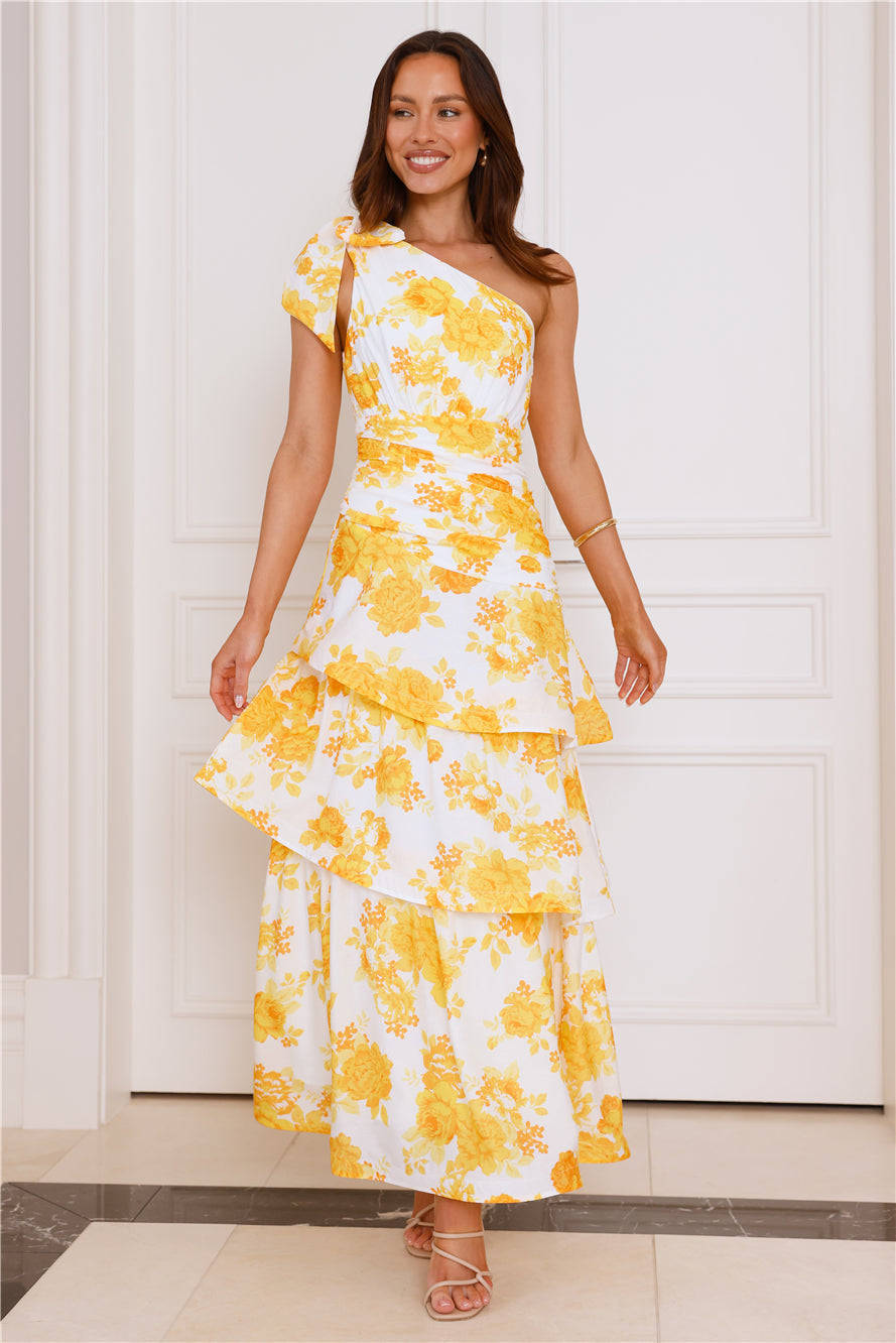 Kehlani One Shoulder Maxi Dress Yellow