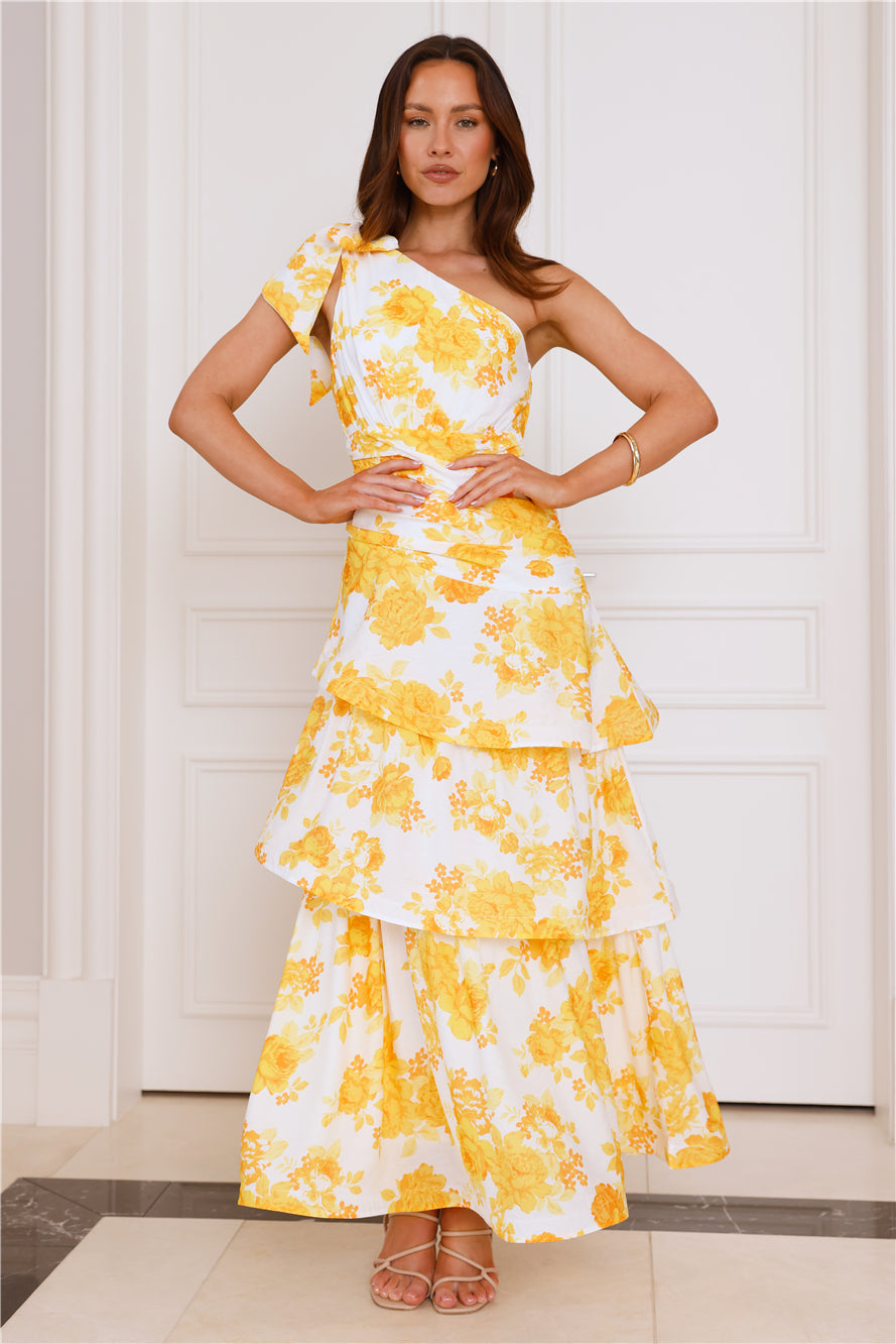 Kehlani One Shoulder Maxi Dress Yellow