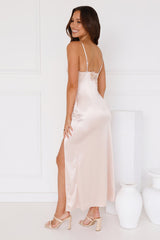 Magnetic Connection Satin Maxi Dress Champagne