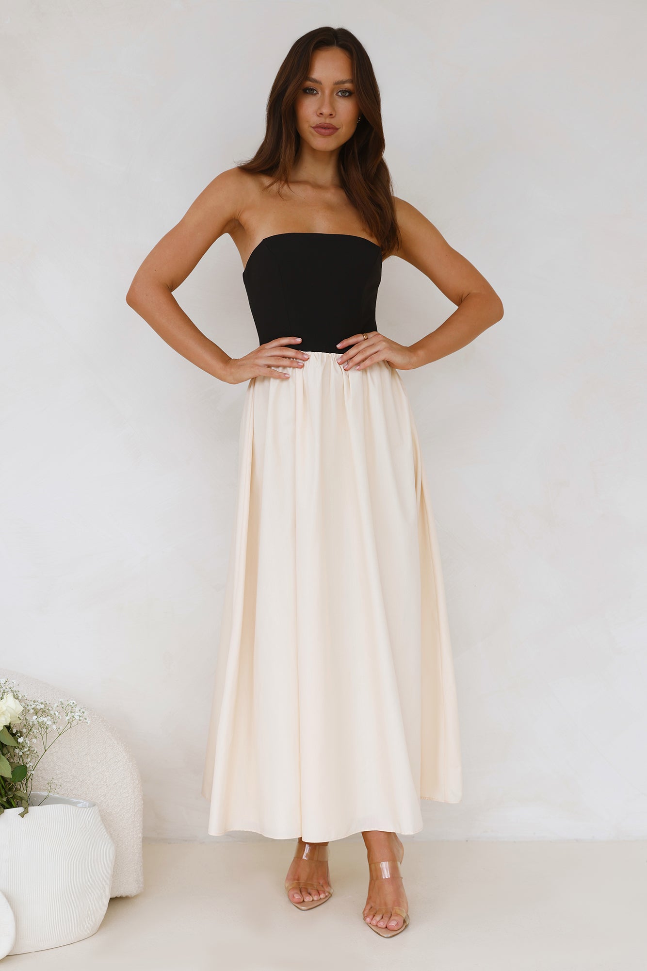 Lights Low Strapless Maxi Dress Cream