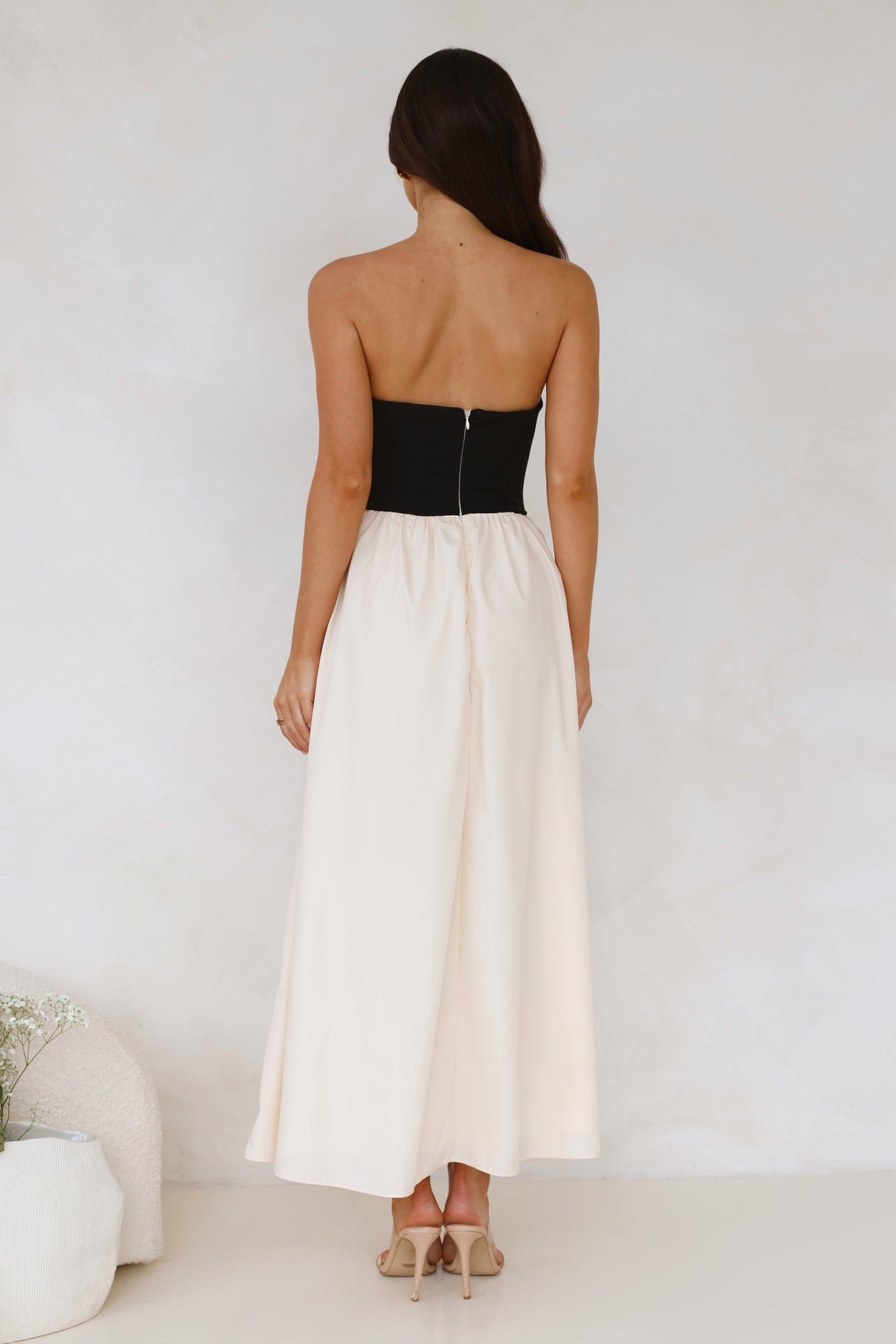 Lights Low Strapless Maxi Dress Cream