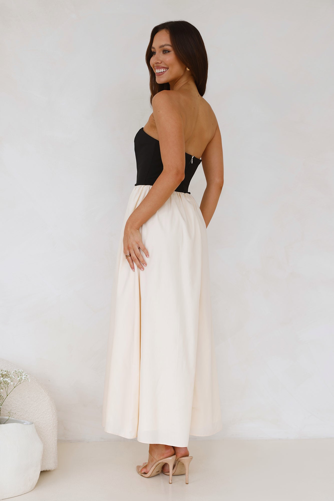 Lights Low Strapless Maxi Dress Cream