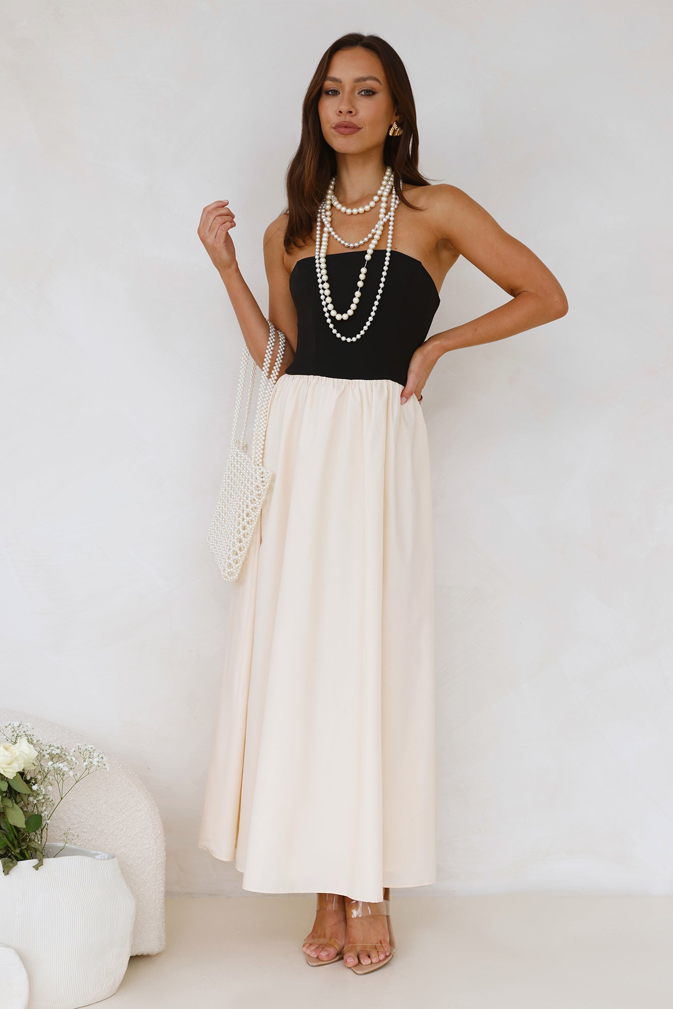 Lights Low Strapless Maxi Dress Cream