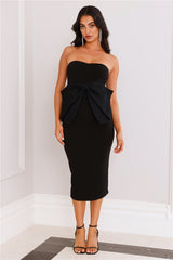 Finest Cocktail Event Strapless Midi Dress Black