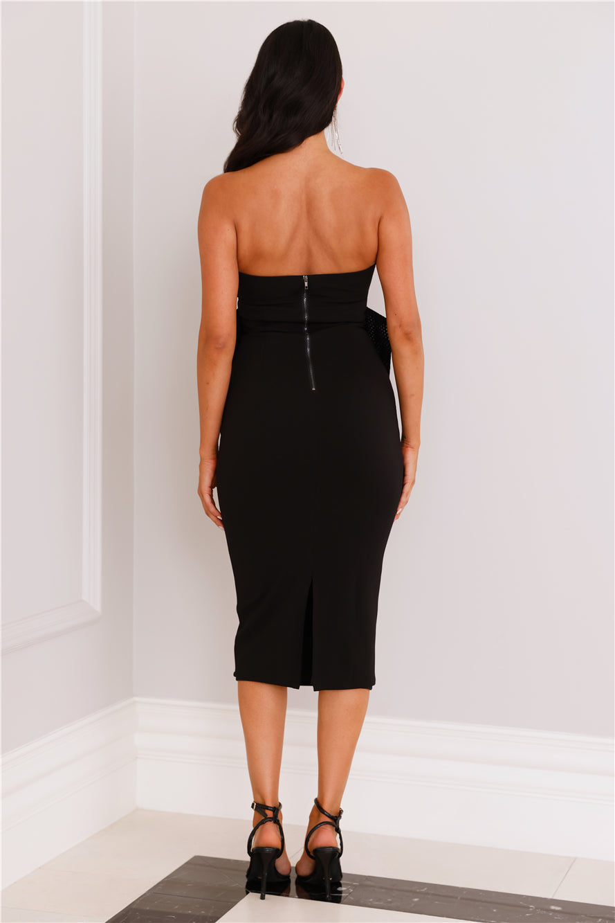 Finest Cocktail Event Strapless Midi Dress Black