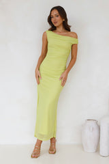 Old Love Off Shoulder Maxi Dress Lime