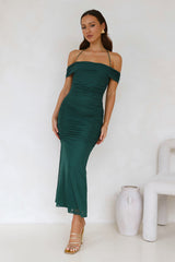 Dovie Off Shoulder Mesh Maxi Dress Teal