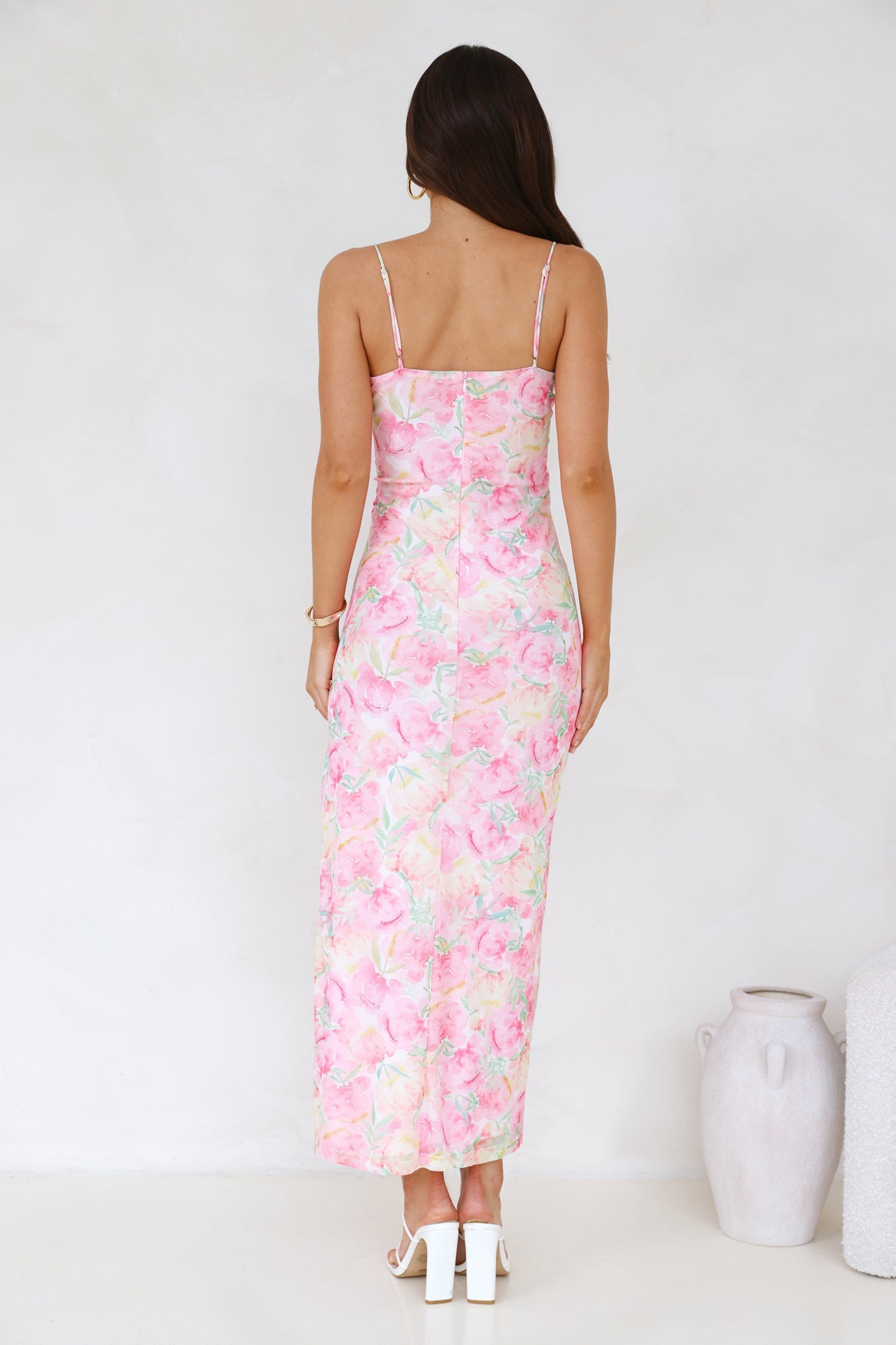 Happier Now Mesh Maxi Dress Pink