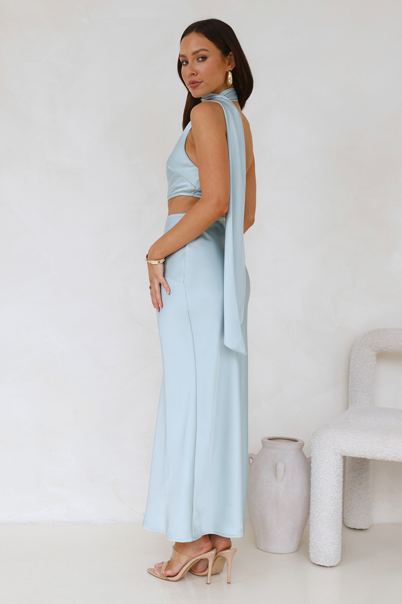 Francesca Satin Midi Dress Sage