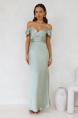 Bouquet Toss Satin Maxi Dress Sage