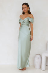 Bouquet Toss Satin Maxi Dress Sage