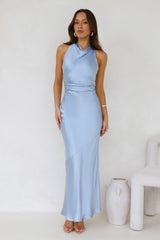 Eden Satin Maxi Dress Blue