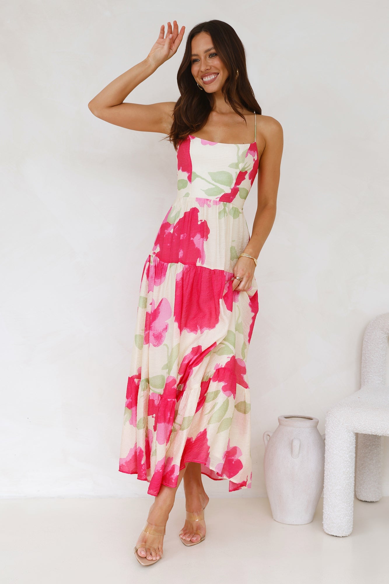 First Flower Maxi Dress Beige