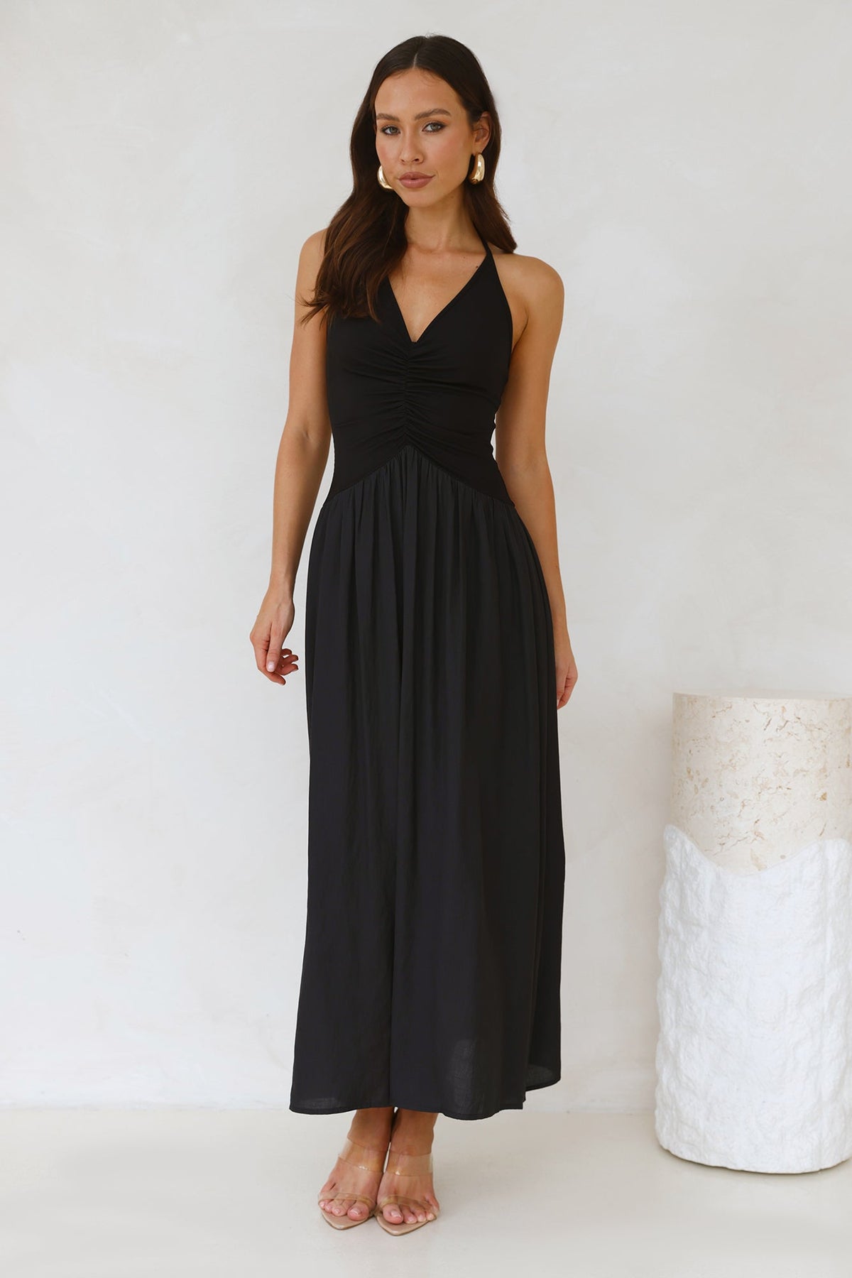 Lake Days Halter Maxi Dress Black