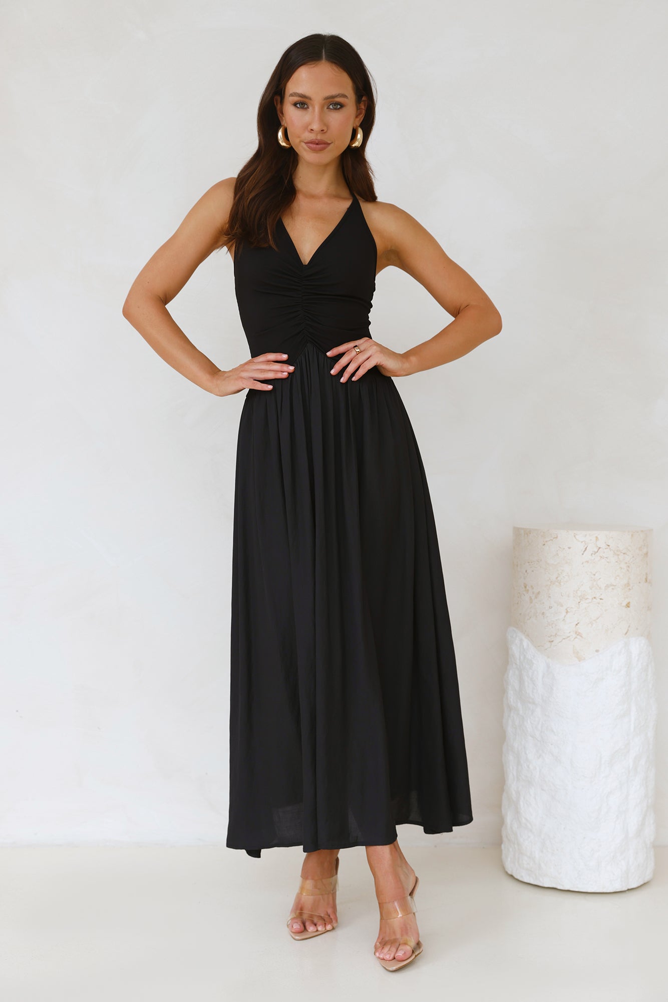 Lake Days Halter Maxi Dress Black