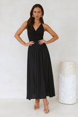 Lake Days Halter Maxi Dress Black