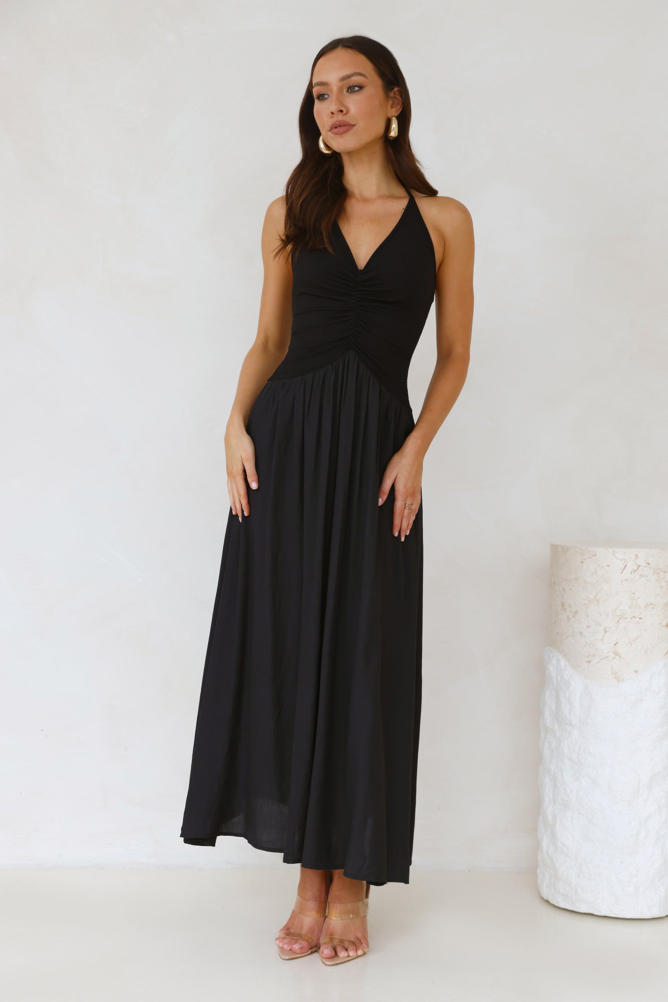 Lake Days Halter Maxi Dress Black